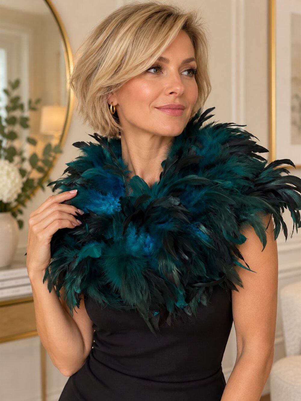 Teal Green Black Feather Boa 70” Christmas Halloween Holiday Party Costume